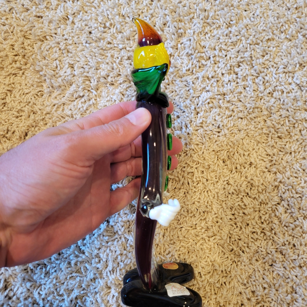 2 Murano Hand Blown Glass Clowns by Fratelli Pitau, Murano Italy - 9" In Tall - Picture 15 of 16